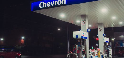 a chevron gas station at night time